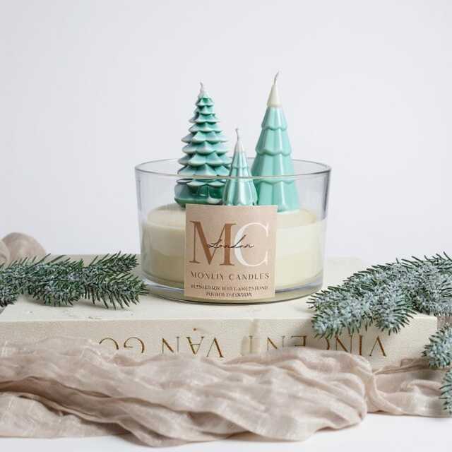 Large Christmas Tree Candle Bowl, Winter Forest Candle, Soy Wax Centerpiece, Minimalist Holiday D??cor Gift, Festive Gift For Her - image 1