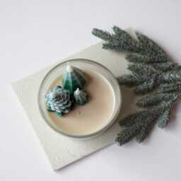 Large Christmas Tree Candle Bowl, Winter Forest Candle, Soy Wax Centerpiece, Minimalist Holiday D??cor Gift, Festive Gift For Her - thumbnail 3