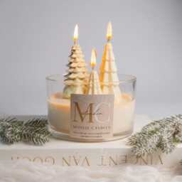 Large Christmas Tree Candle Bowl, Winter Forest Candle, Soy Wax Centerpiece, Minimalist Holiday D??cor Gift, Festive Gift For Her - thumbnail 2
