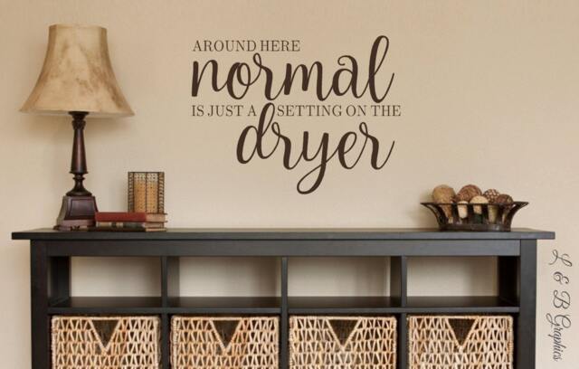 Around Here Normal Is Just A Setting On The Dryer-Vinyl Wall Decal - Quotes - Decals-Words For Wall - Family Humor - image 1