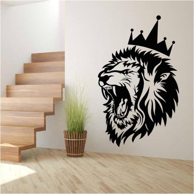 King Lion Vinyl Wall Art, Decal, Sticker, Transfer, Mural, Removable, Decor, Rent Friendly, Interior, Exterior, Full - 0698 - image 1