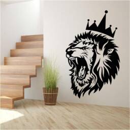 King Lion Vinyl Wall Art, Decal, Sticker, Transfer, Mural, Removable, Decor, Rent Friendly, Interior, Exterior, Full - 0698 - thumbnail 1