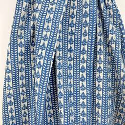 Kantha Stitch Pure Cotton Reversible Bed/Sofa Throw King Size Handmade Dohar - White Indigo Blue Geometric Climber Stripe Shrub Motif - thumbnail 2