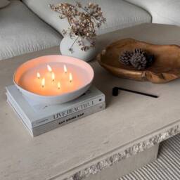 Handmade Extra Large 7 Wick Candle - Irregular Shaped Stoneware Bowl - Scented Multi Candle - thumbnail 2