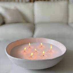 Handmade Extra Large 7 Wick Candle - Irregular Shaped Stoneware Bowl - Scented Multi Candle - thumbnail 3