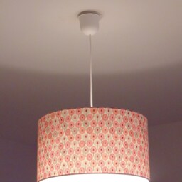 Lampshade - Pendant Light With Mini Pink Peacock Feather Motifs, Ideal Christmas/Birthday Gift, Exotic Tropical Decor - thumbnail 3
