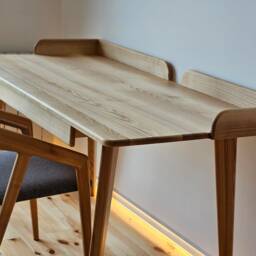 Handmade Solid Wood Writing Desk - Minimalist Computer With Drawer Modern Home Office Laptop - thumbnail 3