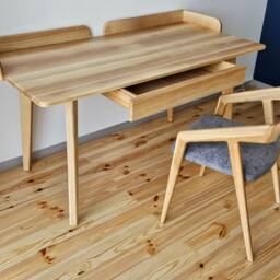 Handmade Solid Wood Writing Desk - Minimalist Computer With Drawer Modern Home Office Laptop - thumbnail 2