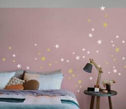 Silver Gold Stars Wall Decal Mix 2-Colored, 64 Mixed Size Star Decals, 1'' Up To 3'' Sized, Star Stickers, Kidsroom Decals & Home Decor