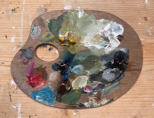 Used Artists Traditional Wooden Oil Pallet - image 1