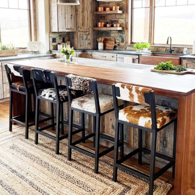 Cowhide Bar Stool - Counter With Backs - Priced Per Stool - Fpbk - image 1