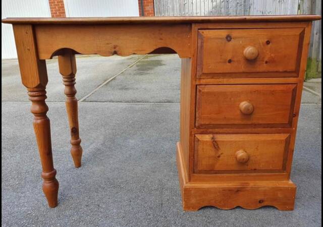Dressing Table Painted Bespoke Moroccan Geometric Gold Leaf Bee Elephant Handles Stencilled - image 1