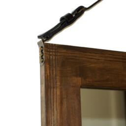 "Wood Frame Mirror For Hallway, Large Wall On Leather Strap, Modern Solid Wood Wall, Brown Bathroom ""Winnipeg" - thumbnail 2