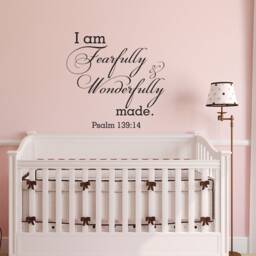 I Am Fearfully & Wonderfully Made Psalm 13914 Vinyl Wall Decal - Bible Verse Scripture Art - Decal 122 - thumbnail 1