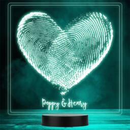 Fingerprint Love Valentine's Day Personalised Gift Colour Changing Night Light - thumbnail 1