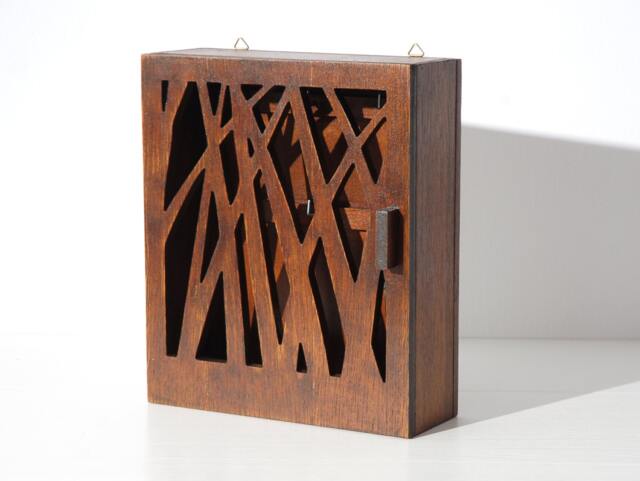 Medium Brown Wooden Key Box Nature-Inspired Cabinet - image 1