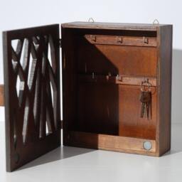 Medium Brown Wooden Key Box Nature-Inspired Cabinet - thumbnail 3