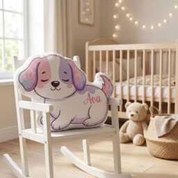 Personalized Kids Dog Pillow, Animal Name Nursery Decor Baby Shower Shaped Boy - thumbnail 3