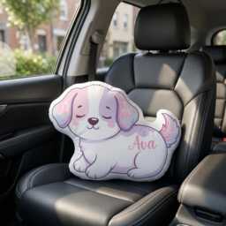 Personalized Kids Dog Pillow, Animal Name Nursery Decor Baby Shower Shaped Boy - thumbnail 4