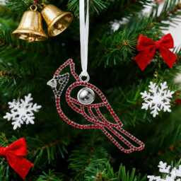 Personalized Photo Projection Ornament Custom Cardinal Bird Christmas Decoration Rustic Holiday Decor - thumbnail 2