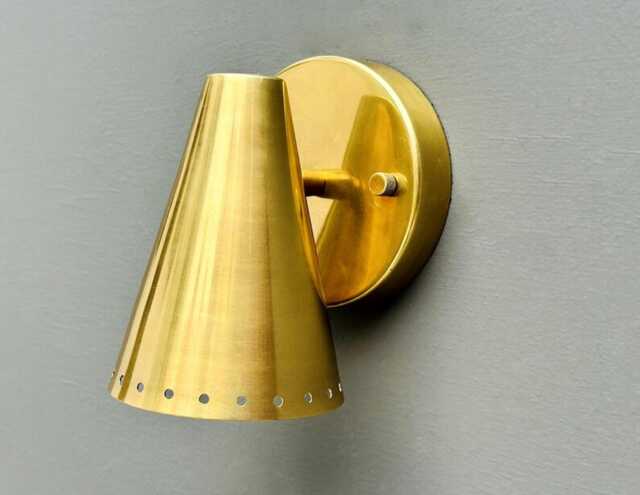 Brass Wall Sconce Light - Sconces Lamp Mid Century Modern Raw Brass Italian Scone Cone Home Decor - image 1