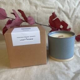 Blue Ceramic Candle, Lavender & Sweet Orange, Handmade Glazed Cup, Sky Blue Plant Pot, 300Ml Ocean Vessel, Unique Christmas Gift - thumbnail 2