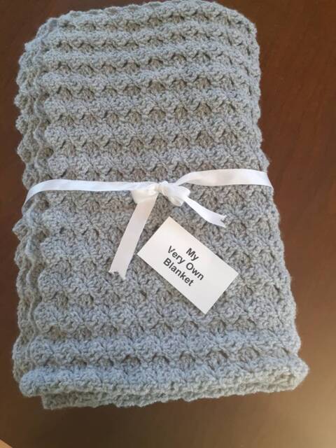 Light Grey Hand Crocheted Baby Blanket - image 1