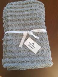 Light Grey Hand Crocheted Baby Blanket