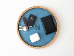 Personalized Custom Valet Tray Made Of Felt & Wood/storage & Dish For Keys Wallet Phone More - thumbnail 1