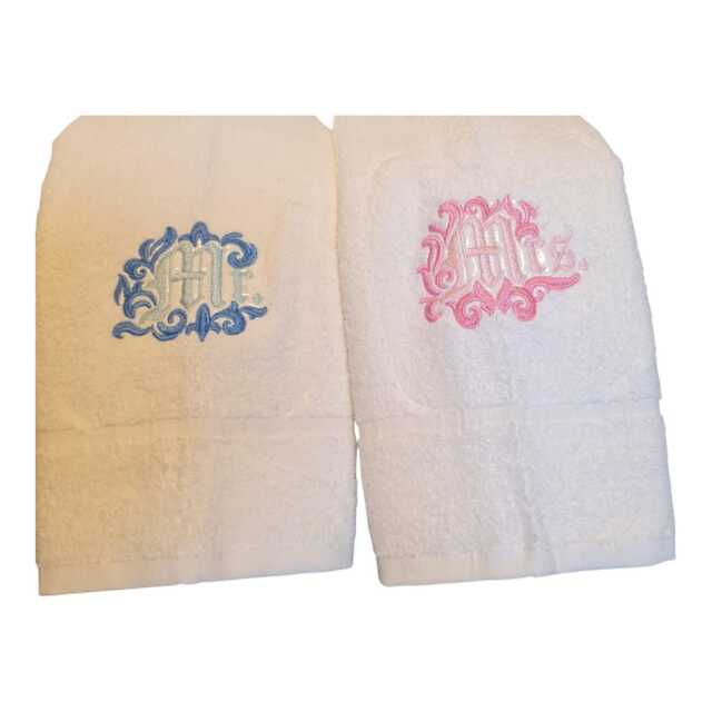 Embroidered Mr & Mrs Hand Towels - image 1