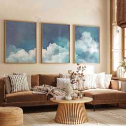 Cloud Print Set, Night Sky Posters, Blue Bedroom Wall Decor - thumbnail 2
