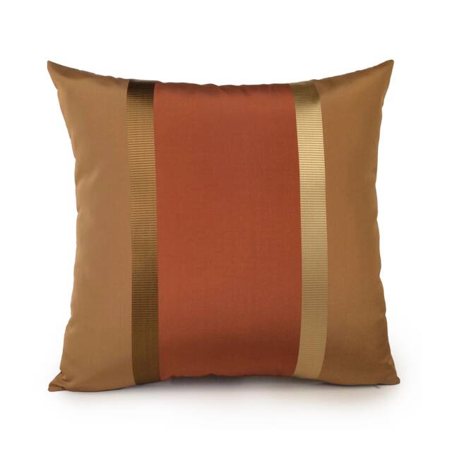 Cinnamon Orange, Tan & Gold Stripes Pillow, Decorative Throw Pillow Cover, Cushion Covers, Accent Silk Blend Blend, 16x16 Pillow - image 1