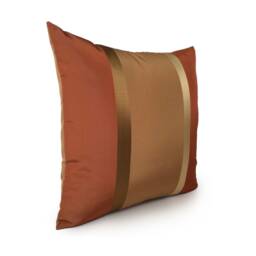 Cinnamon Orange, Tan & Gold Stripes Pillow, Decorative Throw Pillow Cover, Cushion Covers, Accent Silk Blend Blend, 16x16 Pillow - thumbnail 2