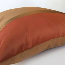 Cinnamon Orange, Tan & Gold Stripes Pillow, Decorative Throw Pillow Cover, Cushion Covers, Accent Silk Blend Blend, 16x16 Pillow - thumbnail 4