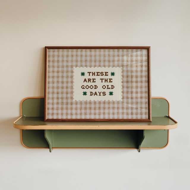 Retro Gingham Cottage Style Wall Art, Checkered Bedroom Print, These Are The Good Old Days Vintage Art - image 1