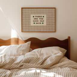 Retro Gingham Cottage Style Wall Art, Checkered Bedroom Print, These Are The Good Old Days Vintage Art - thumbnail 3