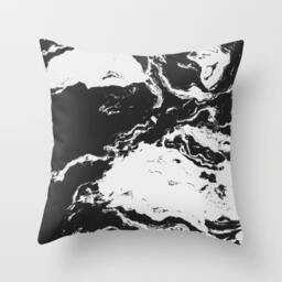 Abstract Throw Pillow. 18x18 Pillow Case. Black White Marble Effect Cushion Cover. Negro Bohemian Sofa - thumbnail 1