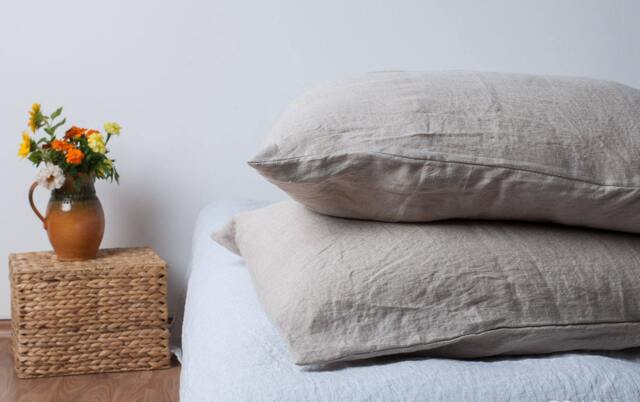 Set 2 Natural Linen Pillowcases. Washed Pillow Slips. Soft Cover. Linen Custom Size Pillows With Envelope Closure - image 1