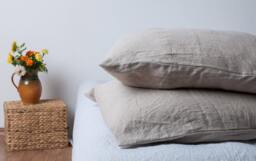 Set 2 Natural Linen Pillowcases. Washed Pillow Slips. Soft Cover. Linen Custom Size Pillows With Envelope Closure - thumbnail 1