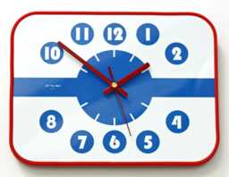 Retro Style Wall Clock - New 27cm Mid Century Blue Atomic Formica Vintage French Gift Off The Clocks - thumbnail 1