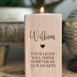 Engraved Memorial Beech Wood Candle/Tea Light Holder, Single Pillar, Custom Personalised - thumbnail 3