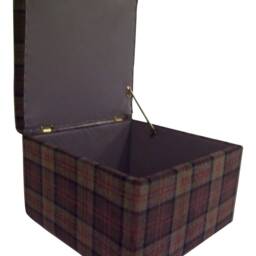Tartan Fabric Storage Ottoman Lift Lid Footstool, Lana Green Plaid - thumbnail 2