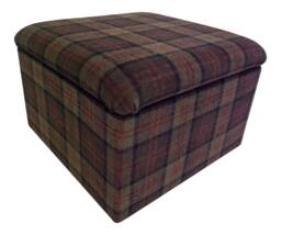 Tartan Fabric Storage Ottoman Lift Lid Footstool, Lana Green Plaid