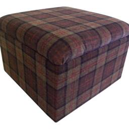 Tartan Fabric Storage Ottoman Lift Lid Footstool, Lana Green Plaid - thumbnail 3