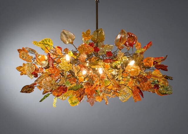 Chandeliers Ceiling Lights With Orange Flowers & Leaves For Dining Room, Living Room Or Bedroom - image 1