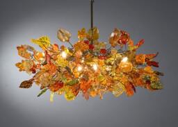 Chandeliers Ceiling Lights With Orange Flowers & Leaves For Dining Room