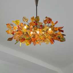 Chandeliers Ceiling Lights With Orange Flowers & Leaves For Dining Room, Living Room Or Bedroom - thumbnail 4