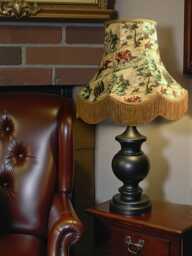 Fox Hunting Fabric Lampshade Gold Fringe, Handmade in The UK For Table & Floor Standard Lamp Shades, Ceiling Lights, Clip On Wall Lights - thumbnail 1