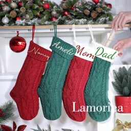 Christmas Embroidered Name Stocking, Personalized Stockings, Knit Stockings, Family Stockings, Holiday Stockings Gifts - thumbnail 1