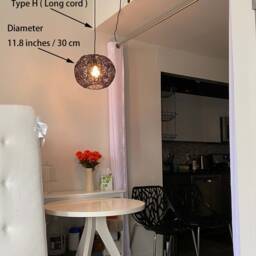 Handwoven Rattan Ball Pendant Light, Global Style Ceiling Lamp - thumbnail 2